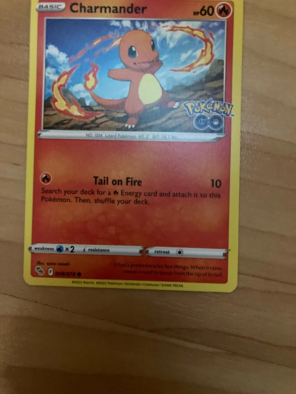 Pokemon Charmander Trading Card - Orange, Yellow, Red